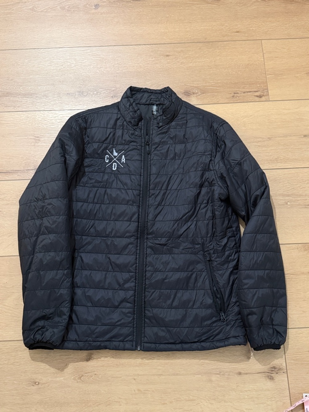 Black Quilted Lightweight Jacket with Crossed Logo- Idaho